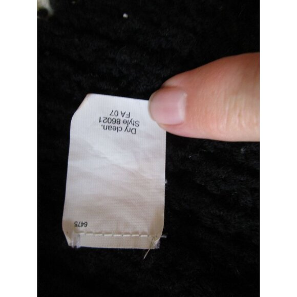 J Crew Handknit Wool Sweater XS Black Cream Stripes Cozy Cable Knit GUC - Picture 16 of 16